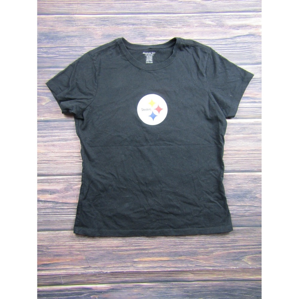 Reebok Womens Size Large Pittsburgh Steelers Black Short Sleeve Tee T Shirt